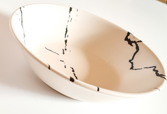 Bowl Branco Marmorizado em Cerâmica Fosca - comprar online