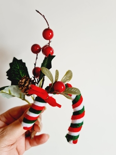 Enfeite Galho Decorativo de Natal Pick Candy Flower - loja online