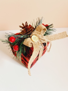 Enfeite Decorativo para Árvore de Natal Caixa de Presente Xadrez - Mais Vida e Decor