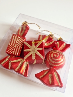 Kit de Enfeites Vermelho Decorativo Árvore de Natal Candy na internet
