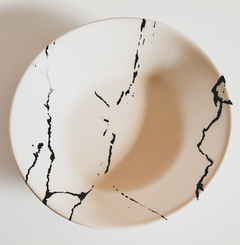 Bowl Branco Marmorizado em Cerâmica Fosca