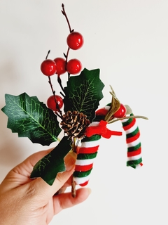 Enfeite Galho Decorativo de Natal Pick Candy Flower - comprar online