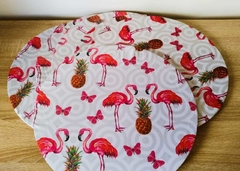 Sousplat em mdf com capa de tecido flamingo - comprar online