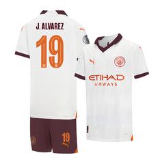 Kit Manchester City Suplente Puma 2023/24 #19 J. Alvarez - Infantil