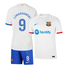 Kit Fc Barcelona Suplente Nike 2023/24 #9 Lewandowsky - Infantil