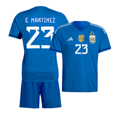 Kit Arquero Selección Argentina Adidas 3 Estrellas #23 E. Martínez C/Azul - Infantil