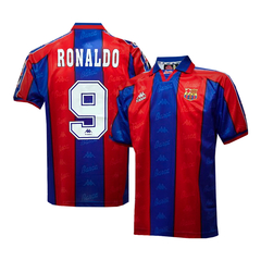 Camiseta Barcelona Titular Kappa 1996 #9 Ronaldo - Adulto