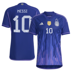 Camiseta Selección Argentina Suplente Modelo Jugador Adidas 3 Estrellas + #10 Messi - Adulto