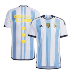 Camiseta AFA Selección Argentina Adidas Mundial Qatar 2022 Modelo Jugador "Campeones del Mundo" + Parche de Campeón Del mundo- Adulto