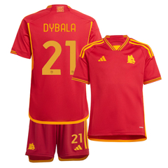 Kit As Roma Titular Adidas 2023/24 #21 Dybala - Infantil