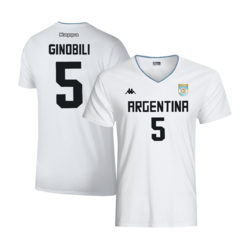 Remera De Básquet Selección Argentina Kappa C/blanco #5 Ginóbili - Adulto