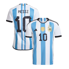 Camiseta AFA Selección Argentina Adidas 3 Estrellas 2022 + Parche Campeón del Mundo + #10 Messi - Adulto