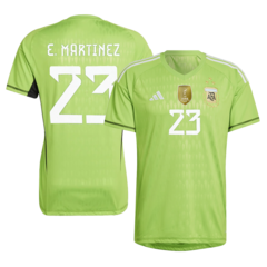 Camiseta Arquero Selección Argentina Adidas 3 Estrellas 2022 + Parche Campeón del Mundo + #23 E. Martínez - Adulto