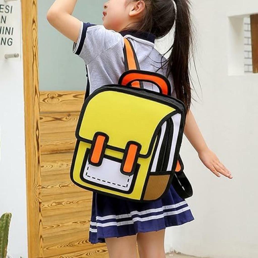 Mochila De Costas 3d 2d Cartoon Estilo Desenho Animado