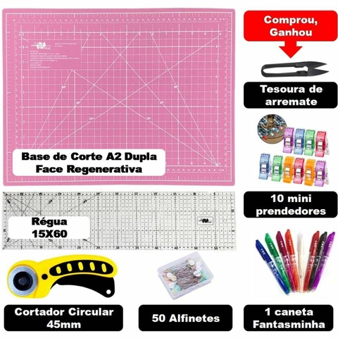 Kit Base de Corte 90x60 + Régua 15x60 + Cortador 45mm Kits Base 60x90