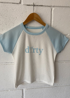 Remera m-corta combi ranglan estampa “DIRTY”#1027-E - Edna Modas