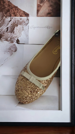 Imagen de Ballerina Glitter Oro- cuero TALLE 36 a 40