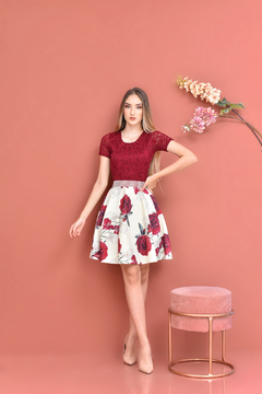Vestido Lídia Vermelho Floral 1 - comprar online