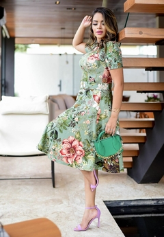 Vestido Ana Verde Floral - Loja Mulher Virtuosa