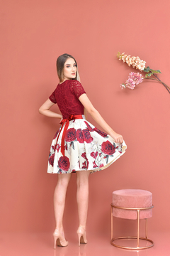 Vestido Lídia Vermelho Floral 1 - loja online