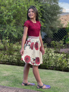 Vestido Infantil Liz Vermelho Floral 1 - comprar online