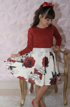 Vestido Infantil Maya Vermelho Floral 1 - loja online