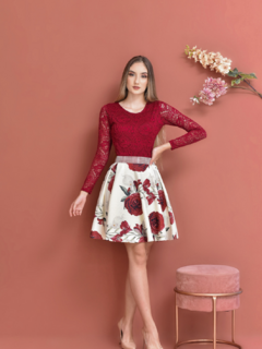 Vestido Luna Vermelho Floral 1 - comprar online