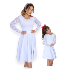 Kit Vestido Mãe e Filha Maya Branco