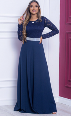 Vestido Longo Aruna Azul Marinho - comprar online