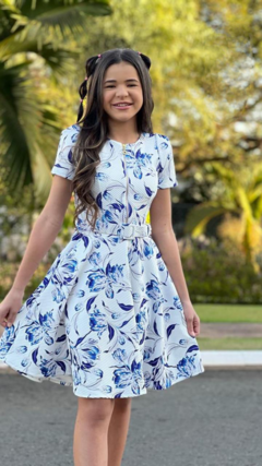 Vestido Infantil Ana Azul Floral - comprar online