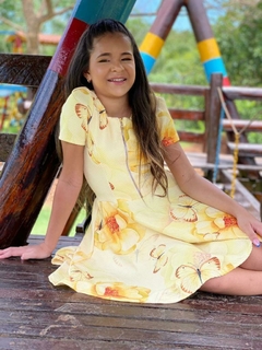 Vestido Infantil Ana Amarelo Floral - comprar online