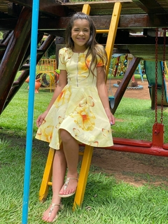 Vestido Infantil Ana Amarelo Floral - Loja Mulher Virtuosa