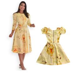 Kit Vestido Mãe e Filha Ana Amarelo Floral