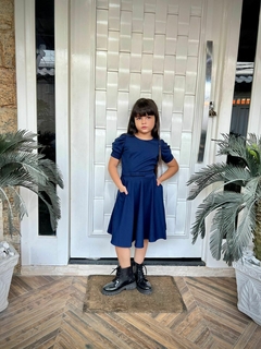 Vestido Infantil Acsa Azul Marinho - Loja Mulher Virtuosa
