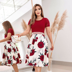 Vestido Liz Vermelho Floral 2 - comprar online