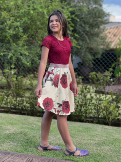 Kit Vestido Mãe e Filha Liz Vermelho Floral 1 - comprar online