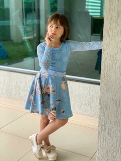 Vestido Infantil Maya Azul Claro Floral - comprar online