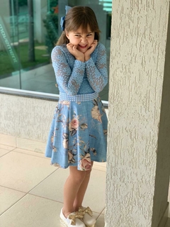 Vestido Infantil Maya Azul Claro Floral na internet