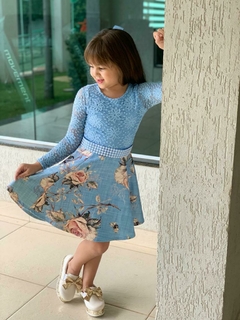 Vestido Infantil Maya Azul Claro Floral - Loja Mulher Virtuosa