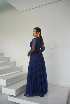 Vestido Longo Renata Azul Marinho - Loja Mulher Virtuosa