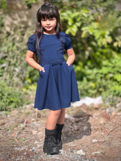 Vestido Infantil Acsa Azul Marinho - comprar online