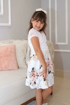 Vestido Infantil Liz Branco Floral na internet