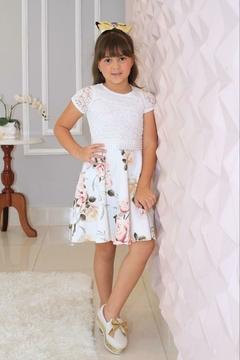 Vestido Infantil Liz Branco Floral - comprar online