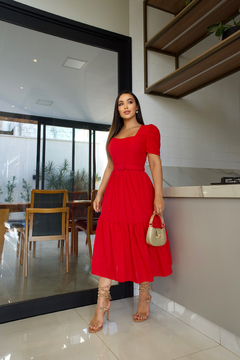 Vestido Três Marias Vermelho - Loja Mulher Virtuosa