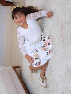Vestido Infantil Maya Branco Floral na internet