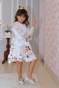 Vestido Infantil Maya Branco Floral - comprar online