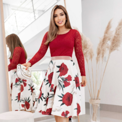 Vestido Maya Vermelho Floral 2 - comprar online