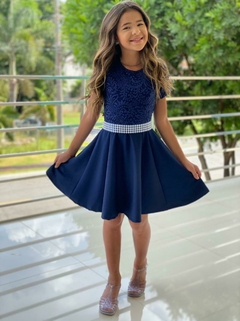 Vestido Infantil Liz Azul Marinho - comprar online
