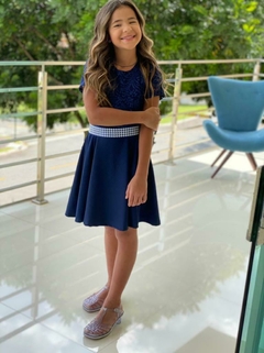 Vestido Infantil Liz Azul Marinho - loja online