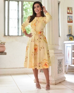 Kit Vestido Mãe e Filha Ana Amarelo Floral - comprar online